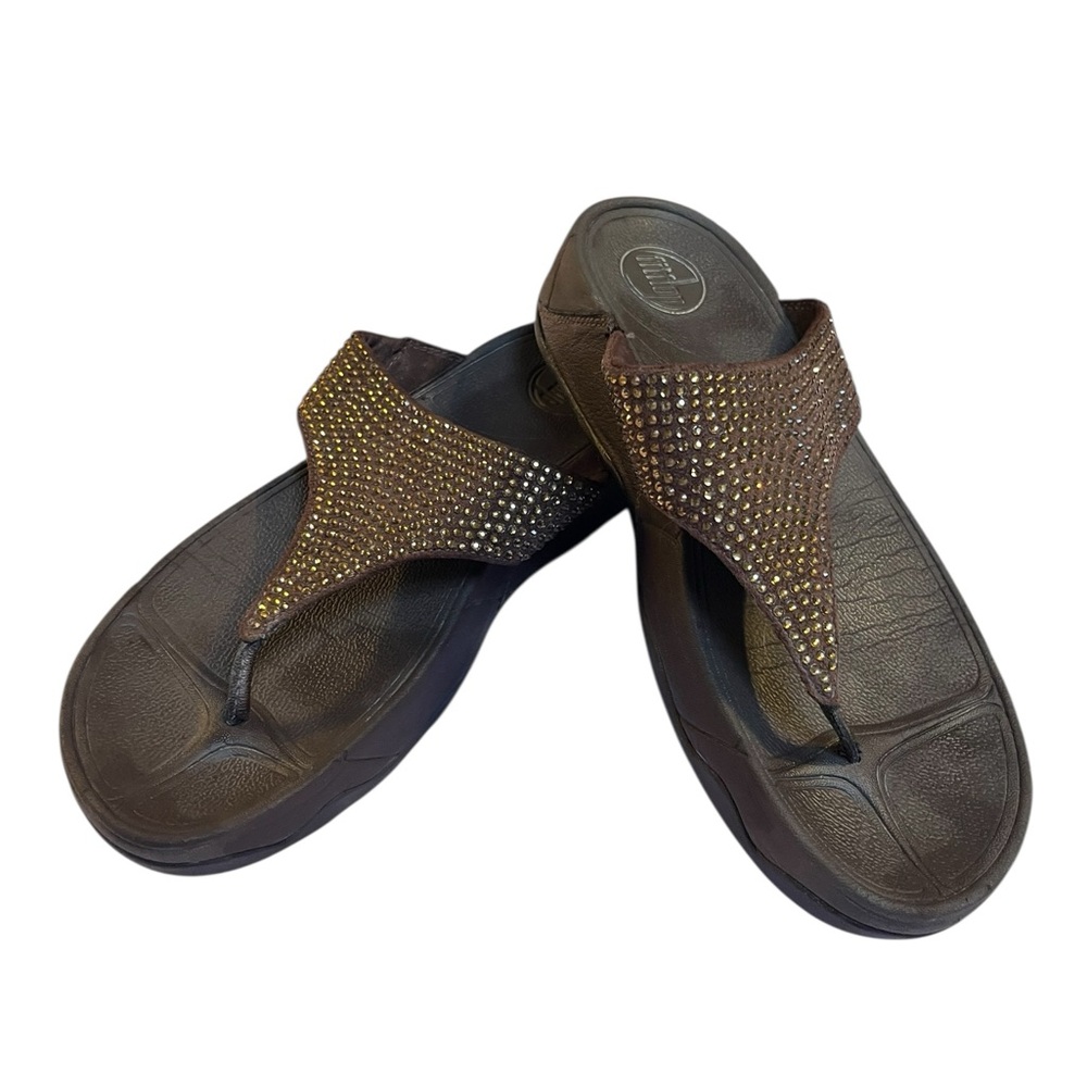 Fit Flops rhinestone beaded flip flops size 9